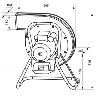 Габаритные размеры и исполнение батутного вентилятора ВР-3,15 БС