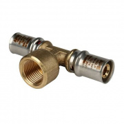 Тройник с переходом на внутреннюю резьбу STOUT - 16 x 1/2" (прессовой, для металлопласт.труб)