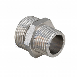 Ниппель латунный резьбовой переходной STOUT - 2" x 1" (никелированный)