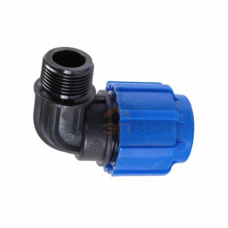 Переход на наружную резьбу угловой Политэк - 50 x 1"1/4 (винтовой, для труб ПНД)