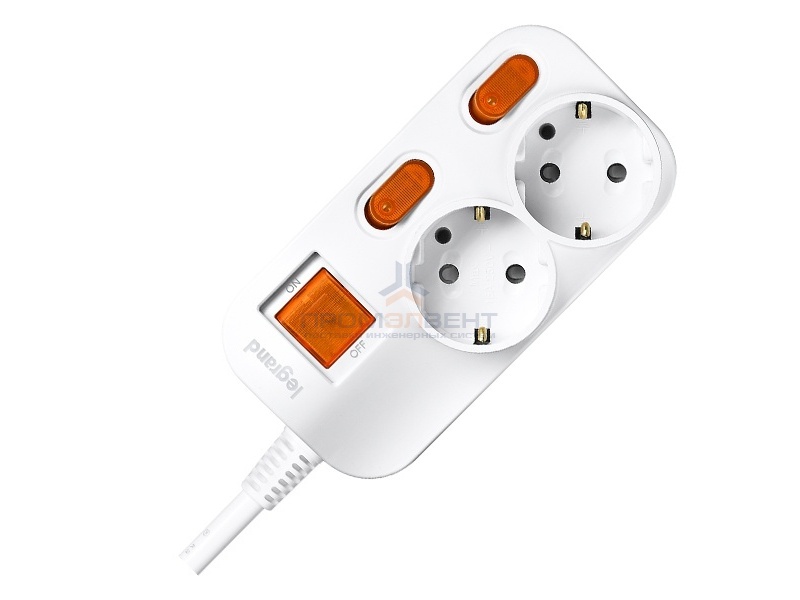 Anam Legrand e-Fren 2 Удлинитель с выключателем+ индивидуальным выкл.,шнур 4.5м, 16A, 250V